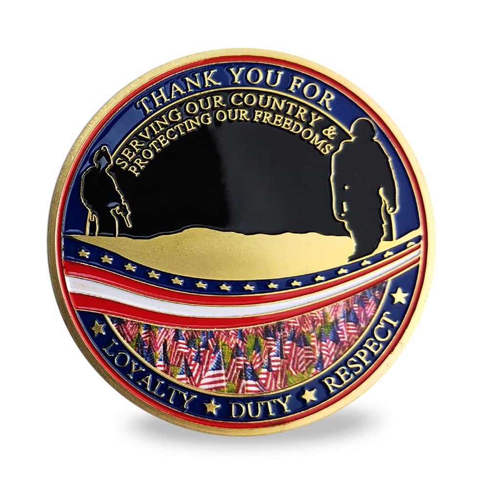 Patriotic Military Challenge Coin | Soaring Eagle & Battlefield Memorial Military Chip & Veterans Thank You for Your Service Token | Appreciation Gift for Military & Veterans & Patriots in Service