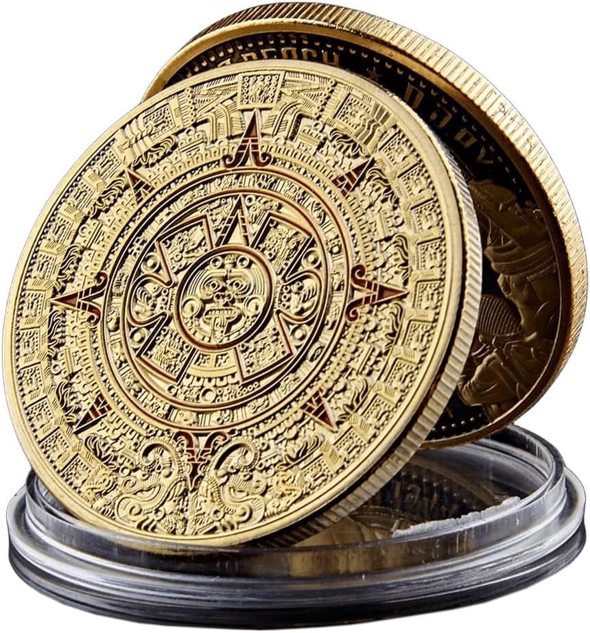 Joygulls Mexico Mayan Aztec Calendar Art Prophecy Culture Challenge Coin Collectibles