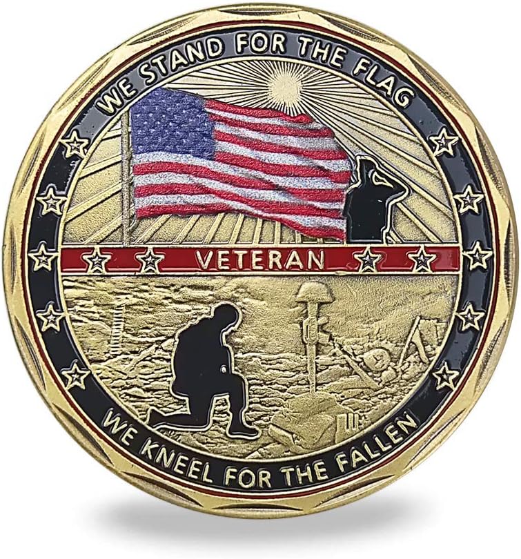 Patriotic Military Challenge Coin American Veteran Triangle Flag Military Chip & Battlefield Memorial Coin & Veterans Thank You for Your Service Token Appreciation Gift for Military & Veterans