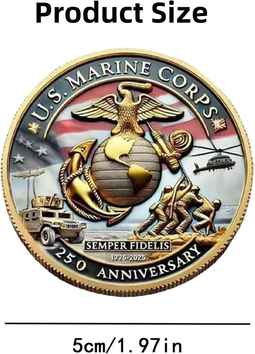 250th Anniversary U.S. Armed Forces Commemorative Coin - Patriotic Military Collectible with Engraved Service Branch Insignia，Patriotic Marine Corps Collectible (Army)