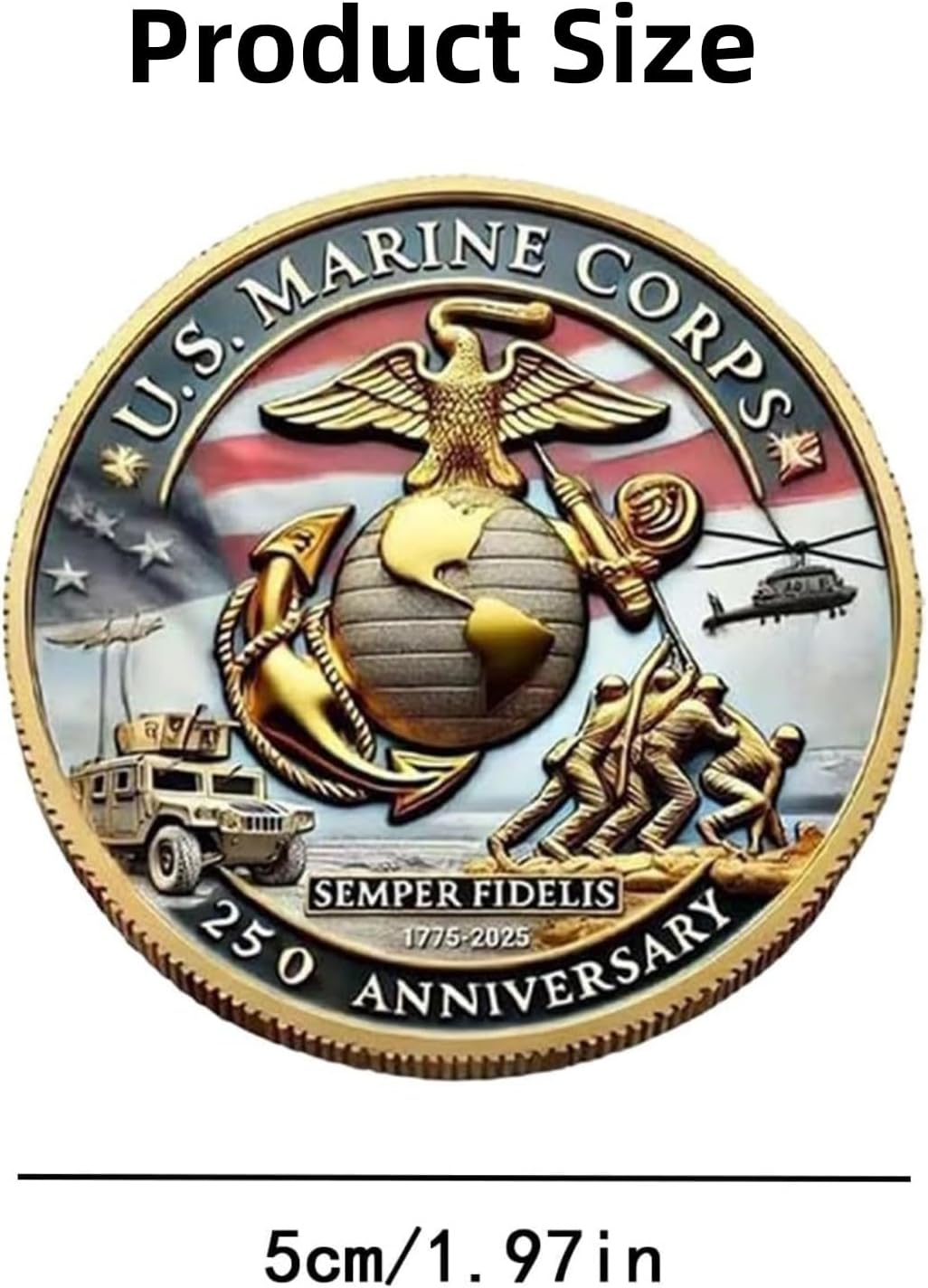 250th Anniversary U.S. Armed Forces Commemorative Coin - Patriotic Military Collectible with Engraved Service Branch Insignia，Patriotic Marine Corps Collectible (Army)