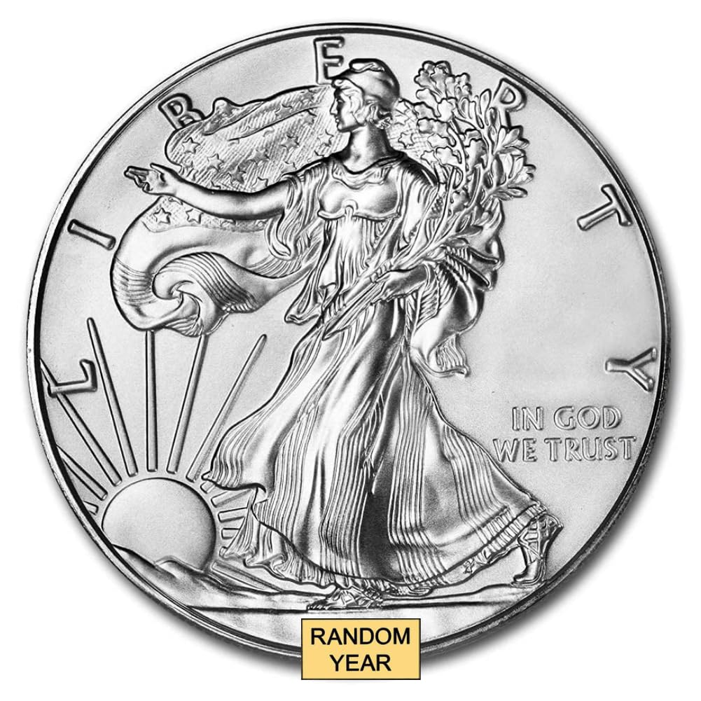 1986-2021 (Random Year) 1 oz American Silver Eagle Coin Brilliant Uncirculated (Type 1) with Certificate of Authenticity $1 Seller BU