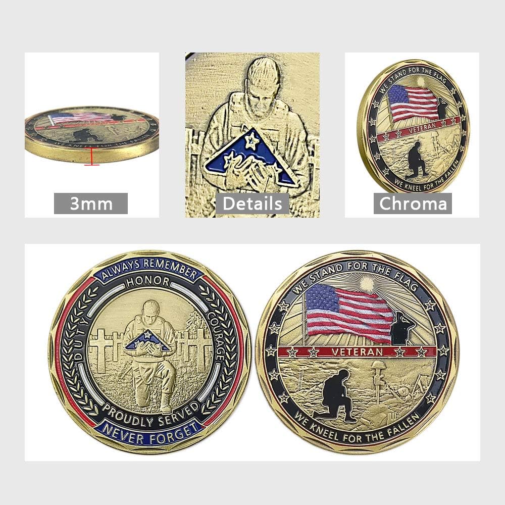 Patriotic Military Challenge Coin American Veteran Triangle Flag Military Chip & Battlefield Memorial Coin & Veterans Thank You for Your Service Token Appreciation Gift for Military & Veterans