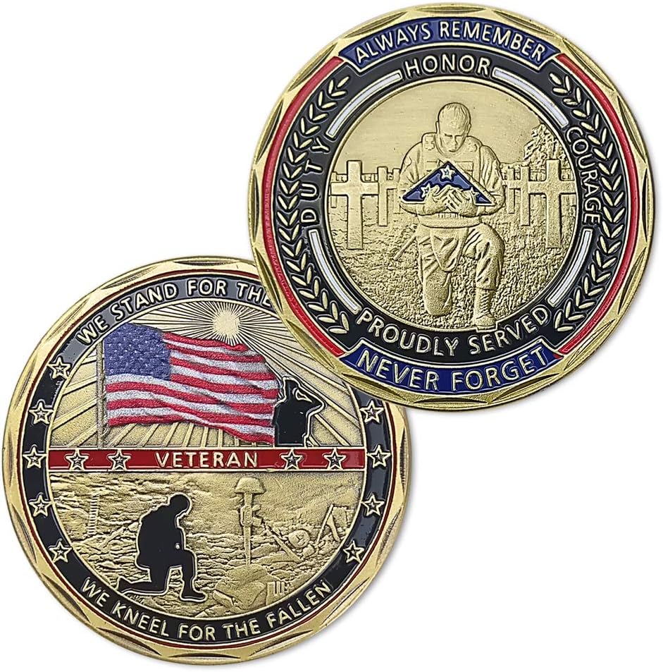 Patriotic Military Challenge Coin American Veteran Triangle Flag Military Chip & Battlefield Memorial Coin & Veterans Thank You for Your Service Token Appreciation Gift for Military & Veterans