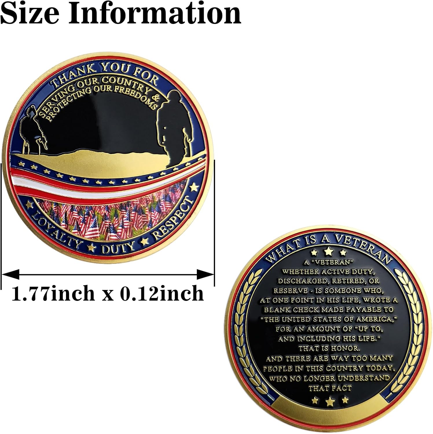 BHealthLife Military Veteran Appreciation Challenge Coin Thank You for Your Service Gift for Vets