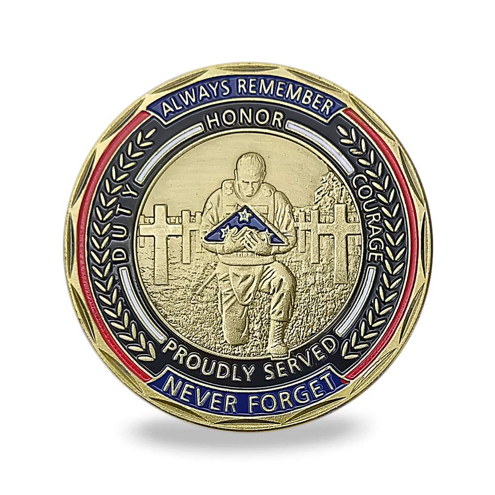 Patriotic Military Challenge Coin | Soaring Eagle & Battlefield Memorial Military Chip & Veterans Thank You for Your Service Token | Appreciation Gift for Military & Veterans & Patriots in Service