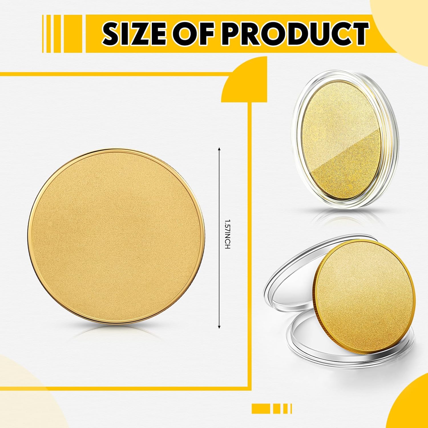 Blank Challenge Coins Threaded Edged 40 mm with Acrylic Box for Engraving Blanks Coin Laser Engravable Pattern for DIY Crafts Birthday Travel Collection