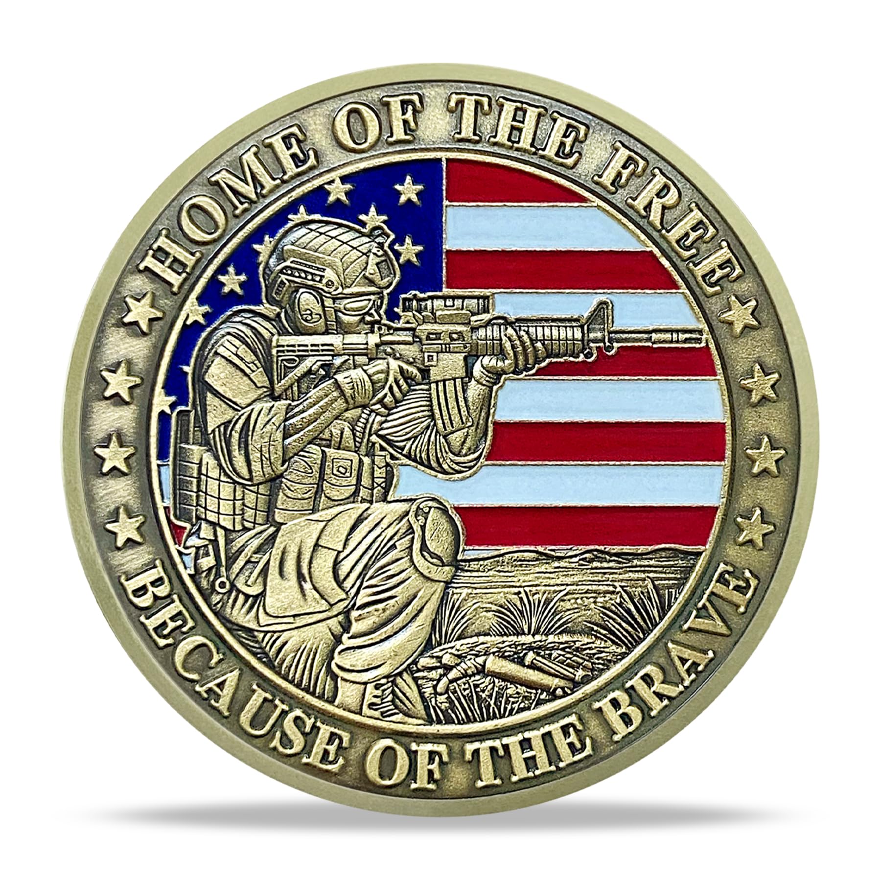 Patriotic Military Challenge Coin | Soaring Eagle & Battlefield Memorial Military Chip & Veterans Thank You for Your Service Token | Appreciation Gift for Military & Veterans & Patriots in Service