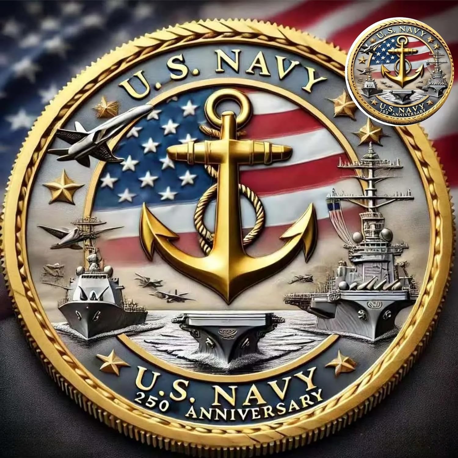 250th Anniversary U.S. Armed Forces Commemorative Coin - Patriotic Military Collectible with Engraved Service Branch Insignia，Patriotic Marine Corps Collectible (Army)