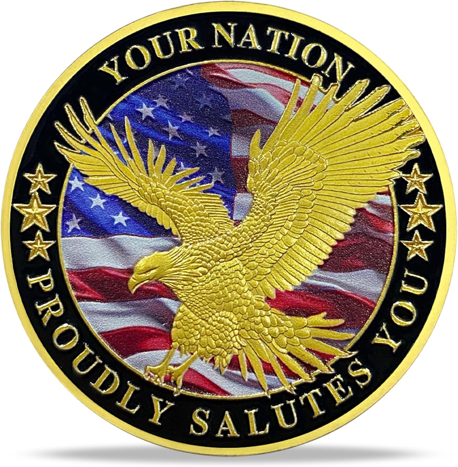Patriotic Military Challenge Coin | Soaring Eagle & Battlefield Memorial Military Chip & Veterans Thank You for Your Service Token | Appreciation Gift for Military & Veterans & Patriots in Service