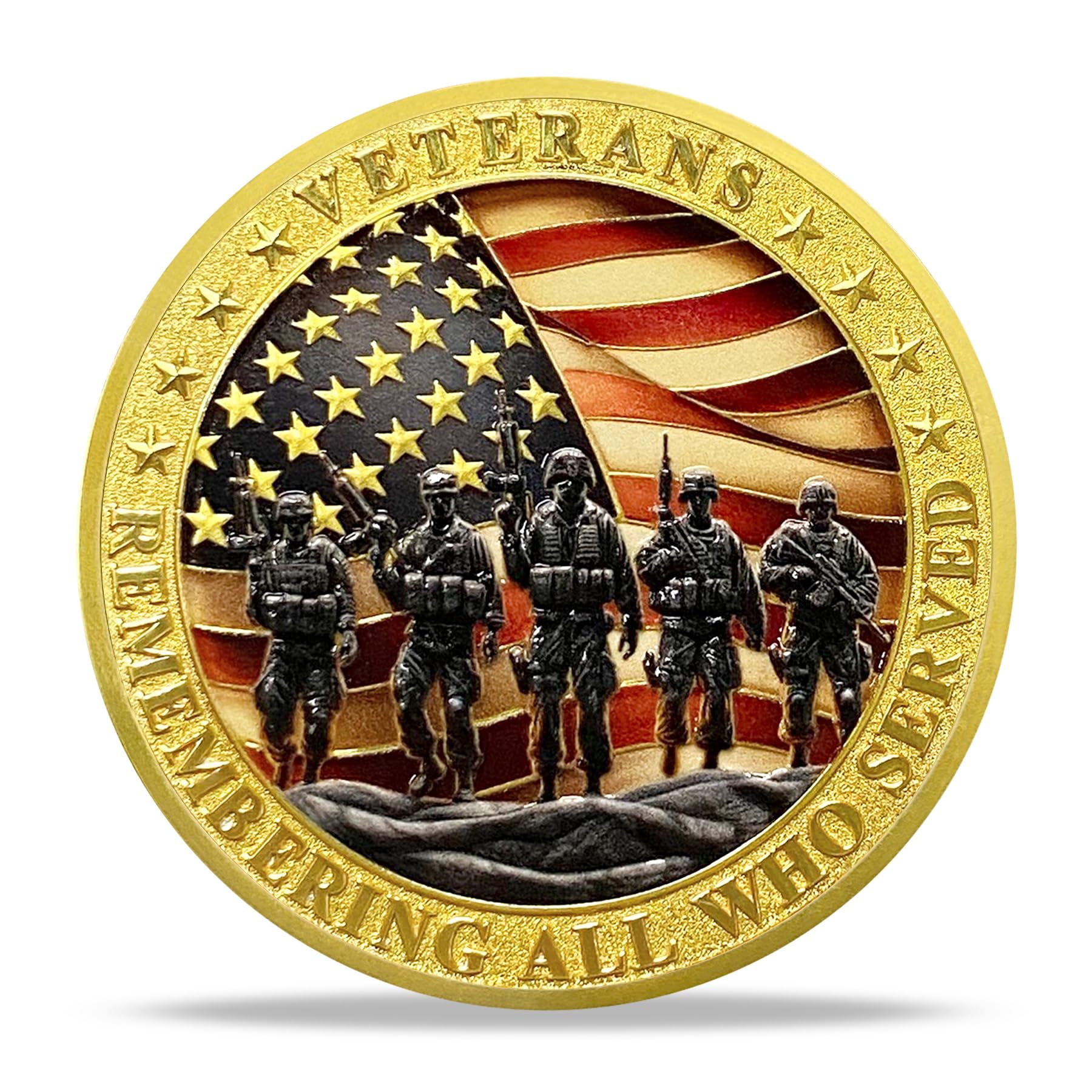 Patriotic Military Challenge Coin | Soaring Eagle & Battlefield Memorial Military Chip & Veterans Thank You for Your Service Token | Appreciation Gift for Military & Veterans & Patriots in Service