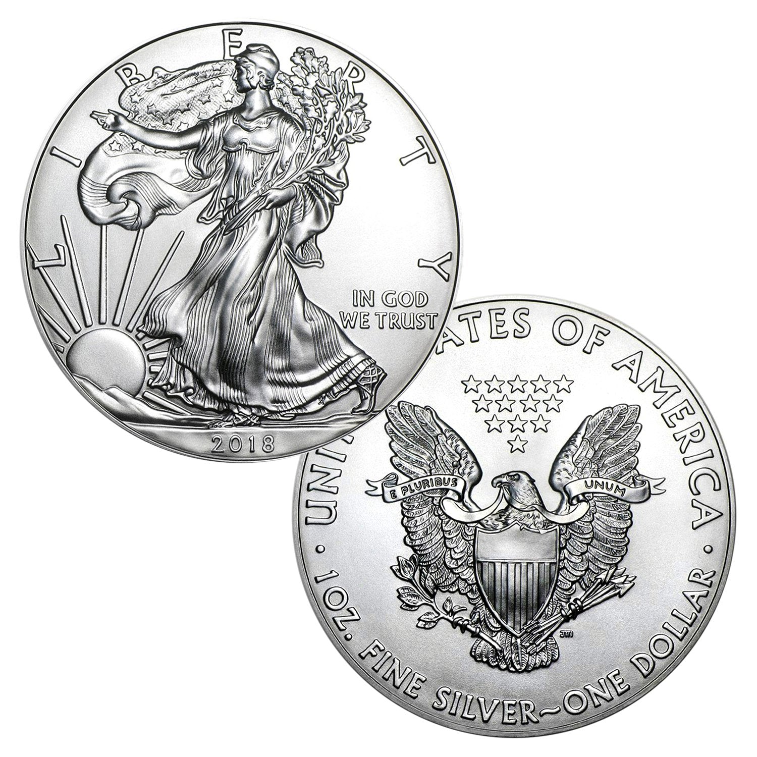 USA 2018 $1 American Silver Eagle Coin - Brilliant Uncirculated Condition