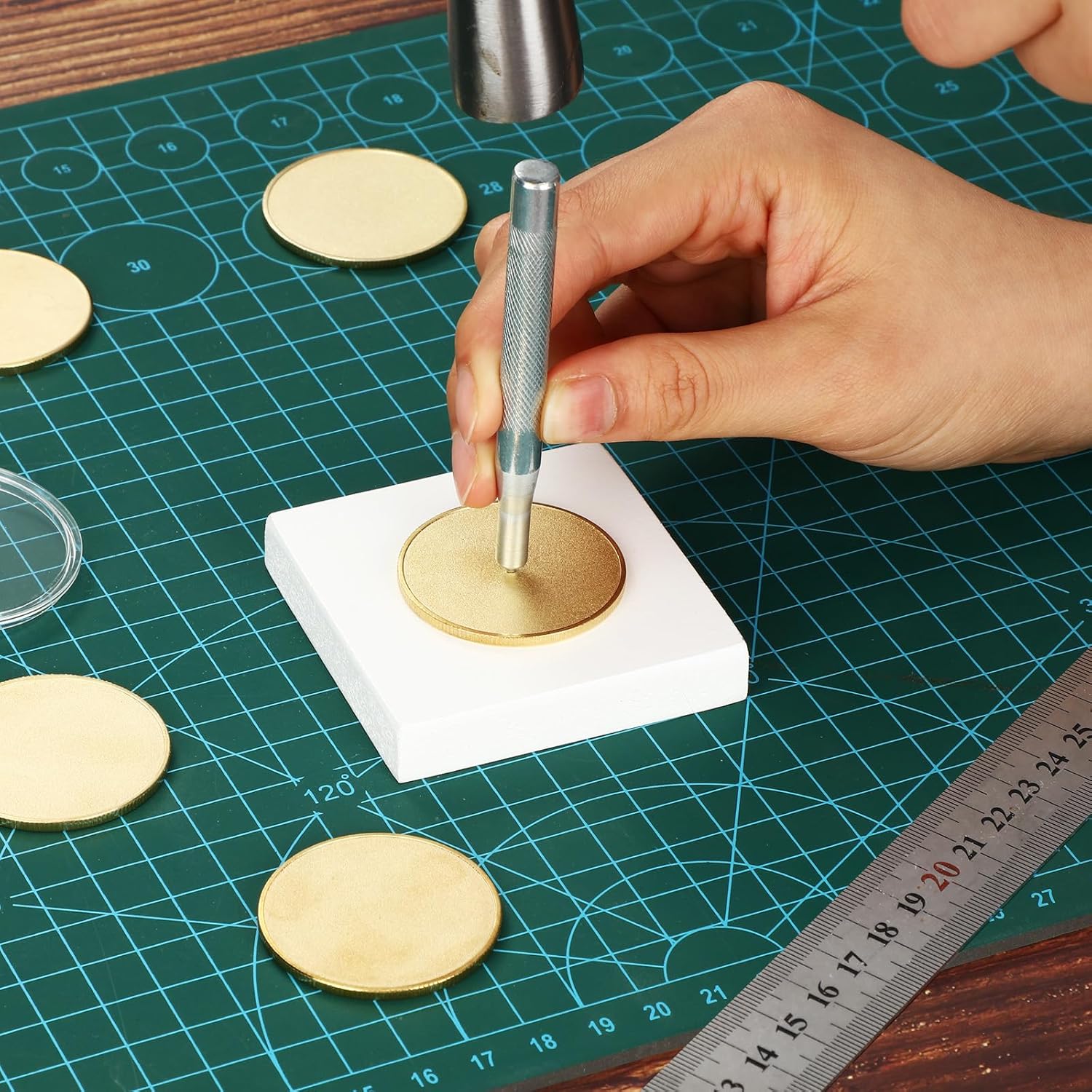 Blank Challenge Coins Threaded Edged 40 mm with Acrylic Box for Engraving Blanks Coin Laser Engravable Pattern for DIY Crafts Birthday Travel Collection