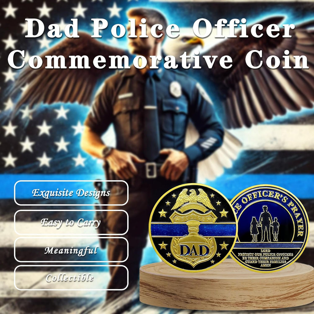 Police Challenge Coin for Dad Police, Police Coin for Law Enforcement Gifts, Police Officer Challenge Coin for Thank You for Your Service Appreciation Gifts