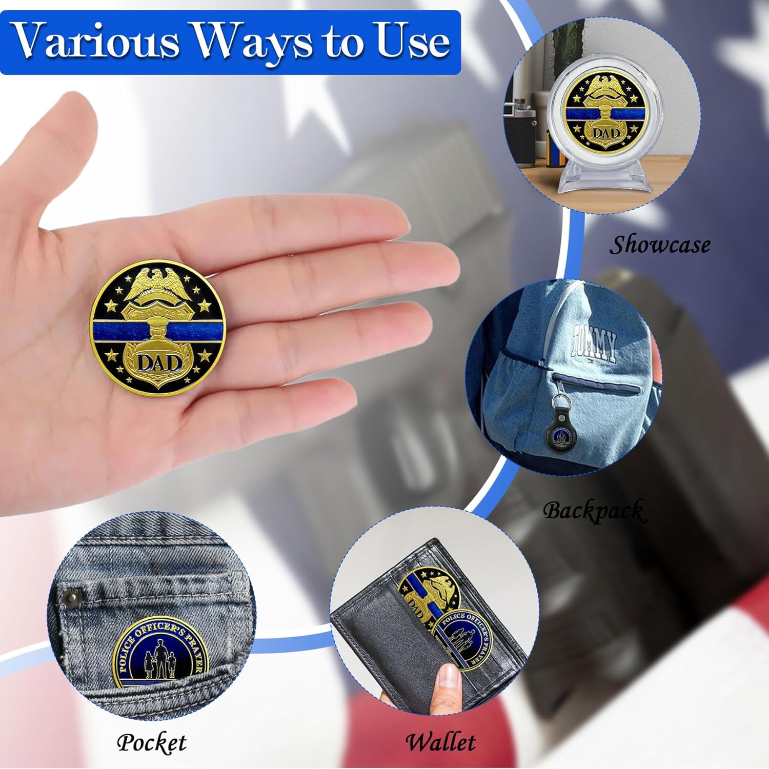 Police Challenge Coin for Dad Police, Police Coin for Law Enforcement Gifts, Police Officer Challenge Coin for Thank You for Your Service Appreciation Gifts
