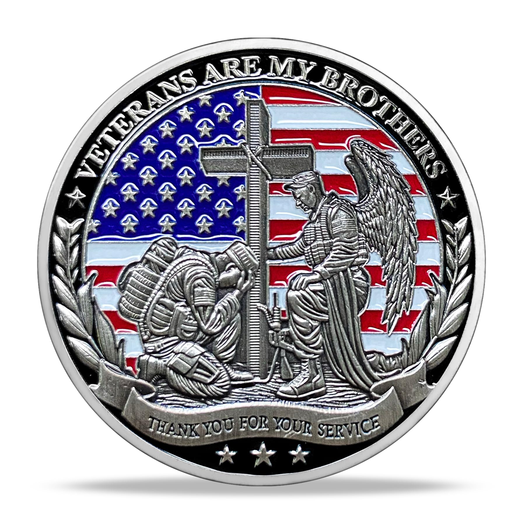 Patriotic Military Challenge Coin | Soaring Eagle & Battlefield Memorial Military Chip & Veterans Thank You for Your Service Token | Appreciation Gift for Military & Veterans & Patriots in Service