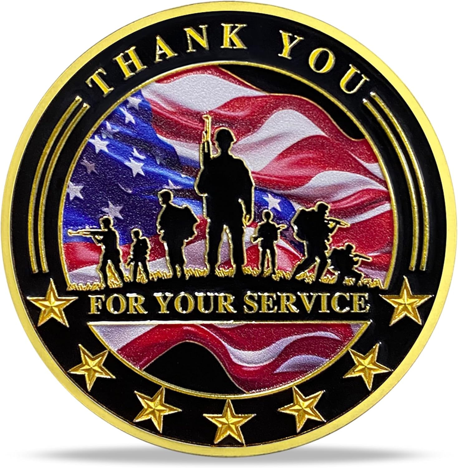 Patriotic Military Challenge Coin | Soaring Eagle & Battlefield Memorial Military Chip & Veterans Thank You for Your Service Token | Appreciation Gift for Military & Veterans & Patriots in Service