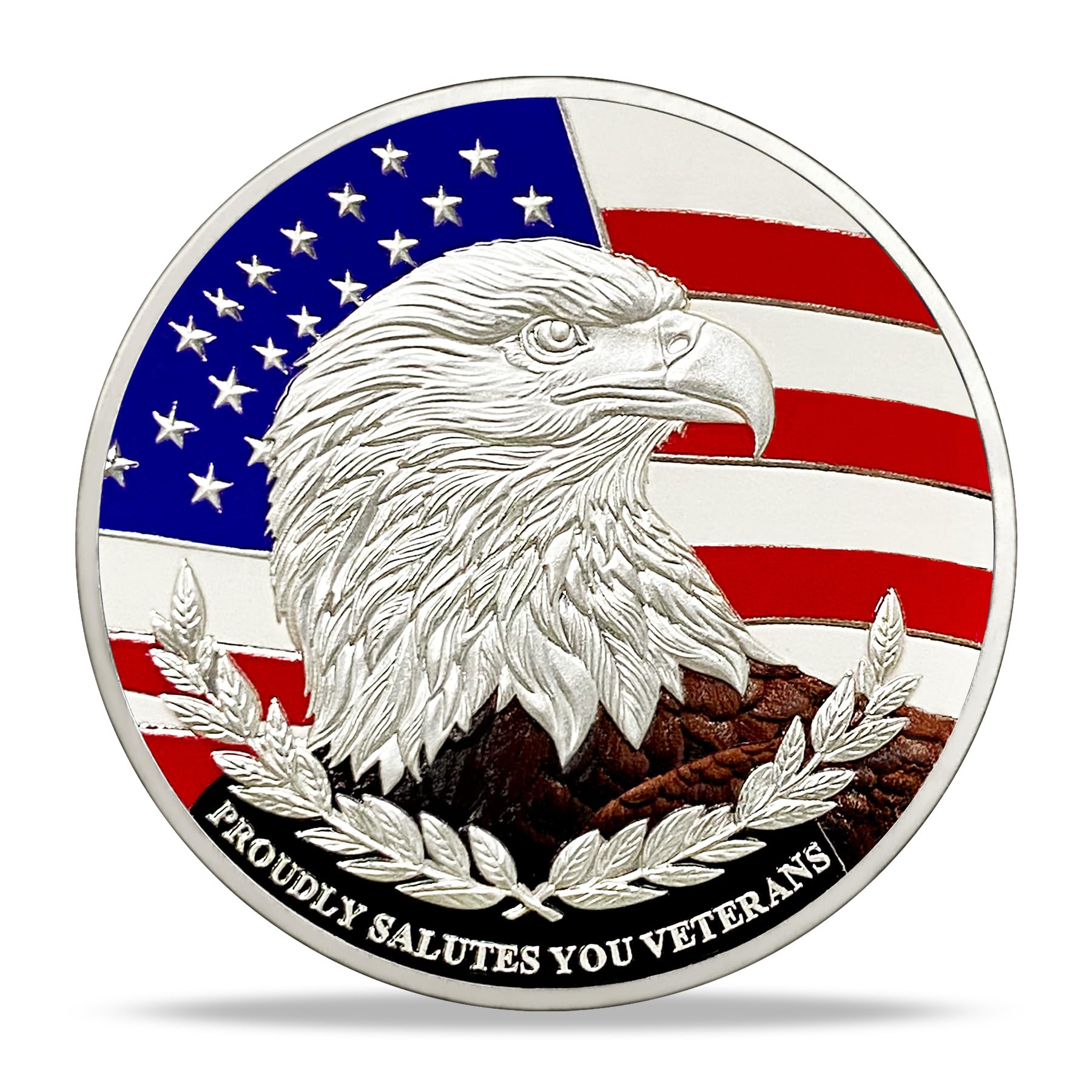 Patriotic Military Challenge Coin | Soaring Eagle & Battlefield Memorial Military Chip & Veterans Thank You for Your Service Token | Appreciation Gift for Military & Veterans & Patriots in Service