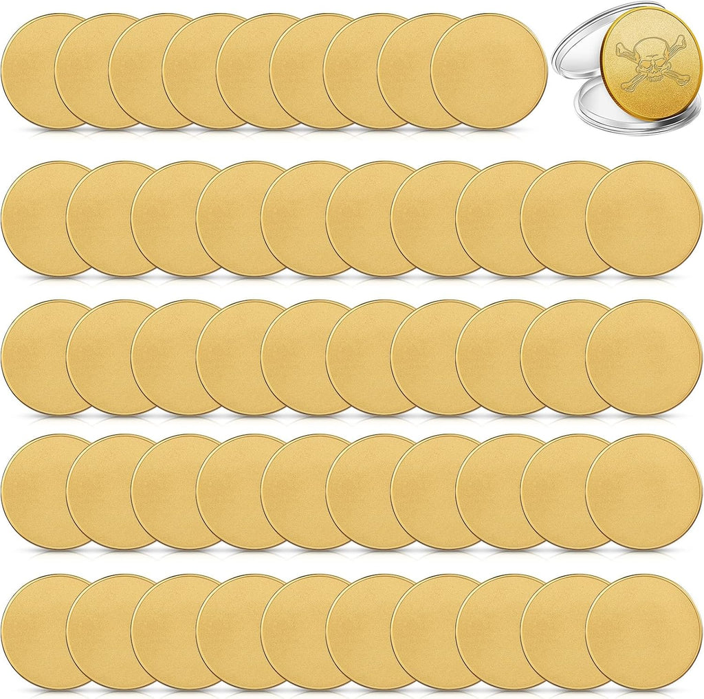 Blank Challenge Coins Threaded Edged 40 mm with Acrylic Box for Engraving Blanks Coin Laser Engravable Pattern for DIY Crafts Birthday Travel Collection