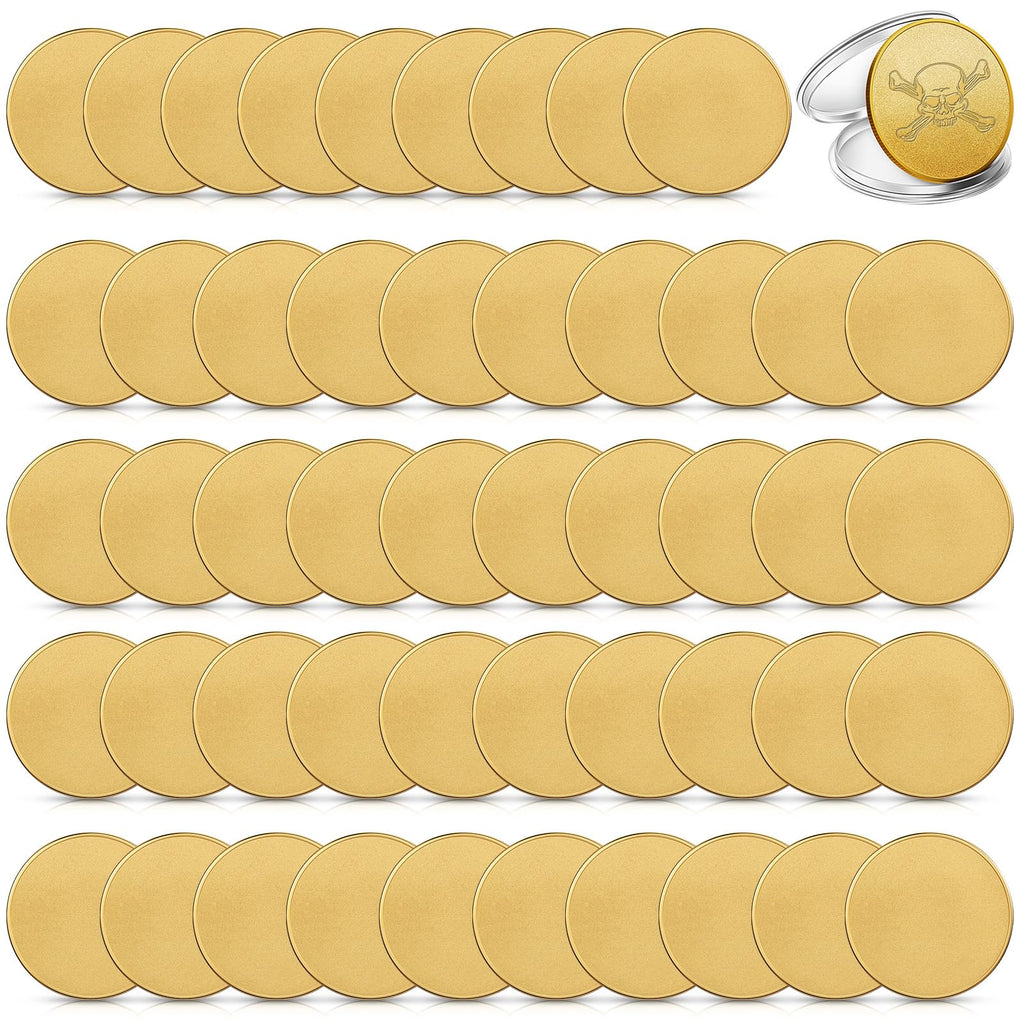 Blank Challenge Coins Threaded Edged 40 mm with Acrylic Box for Engraving Blanks Coin Laser Engravable Pattern for DIY Crafts Birthday Travel Collection