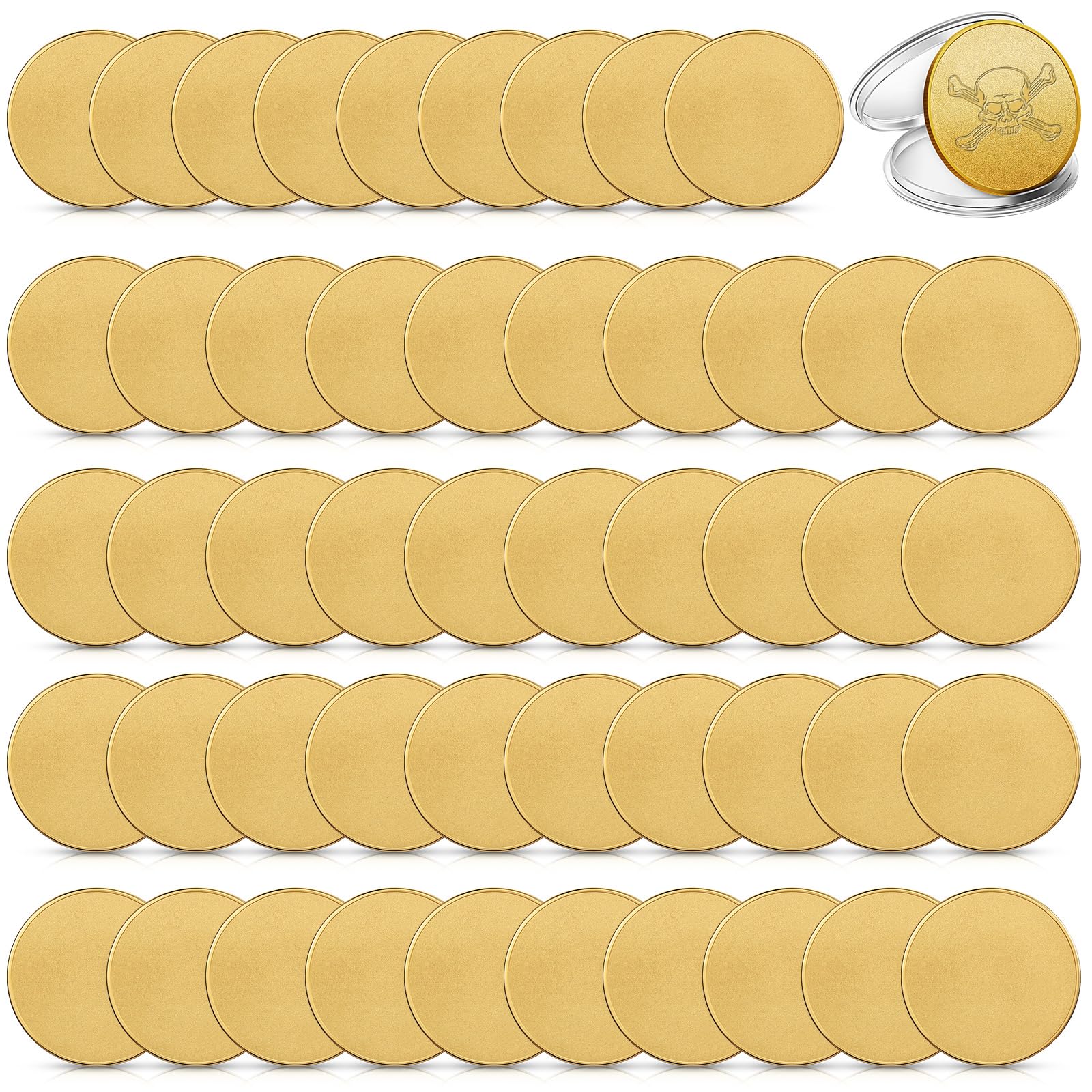 Blank Challenge Coins Threaded Edged 40 mm with Acrylic Box for Engraving Blanks Coin Laser Engravable Pattern for DIY Crafts Birthday Travel Collection