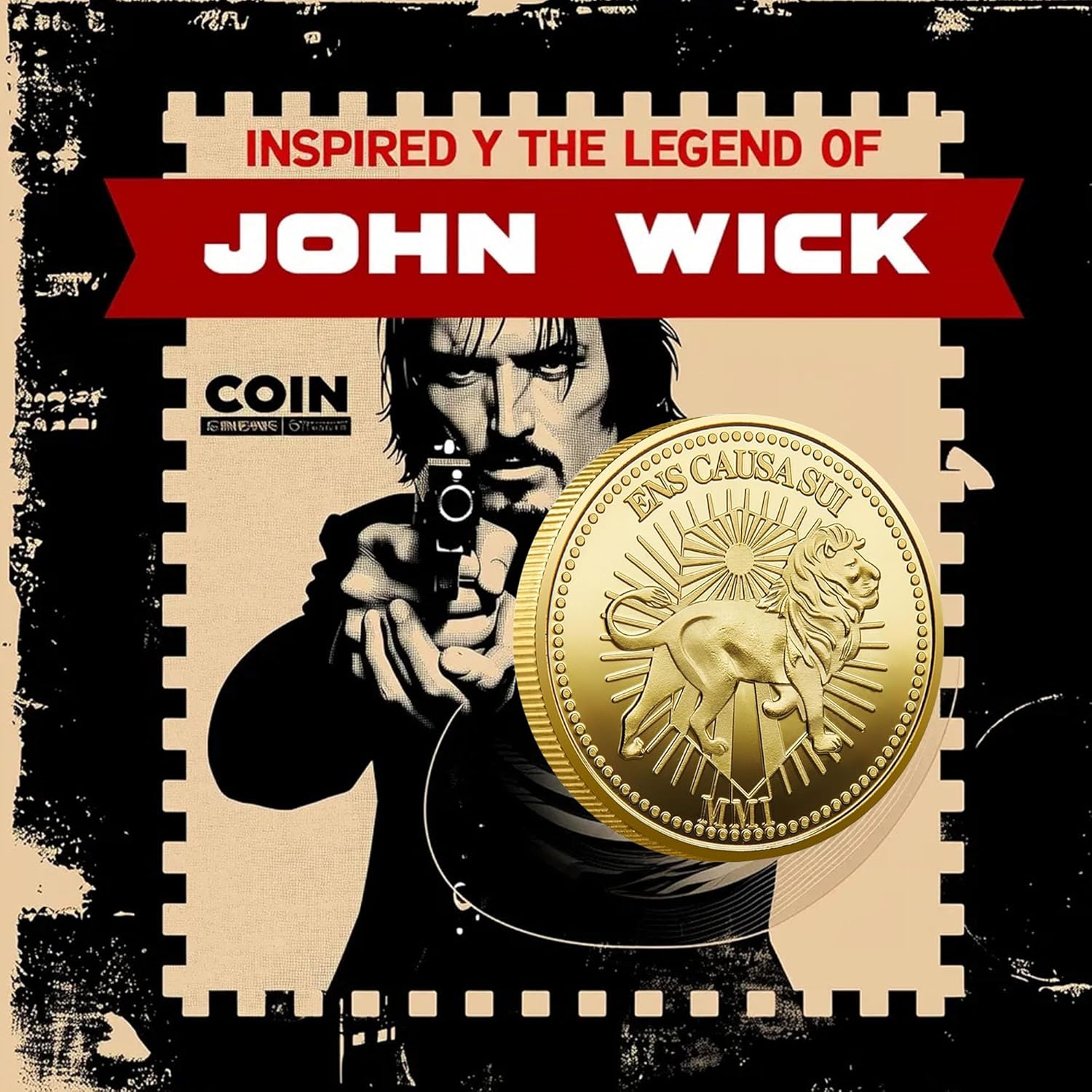 John Wick Continental Coin – 40MM Metal Souvenir, Gold-Plated Movie Prop Collectible