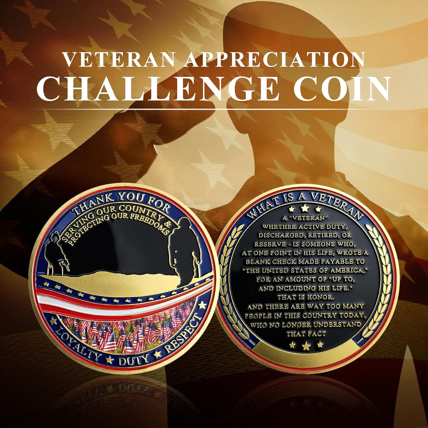 BHealthLife Military Veteran Appreciation Challenge Coin Thank You for Your Service Gift for Vets